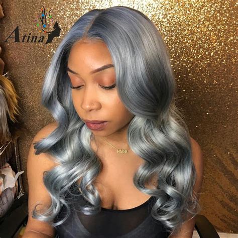 grey and black lace front wig